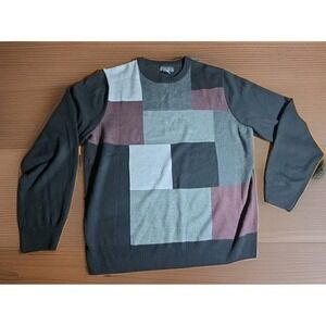 Tricots St Raphael Mens Patchwork Colorblock Pullover Sweater Large